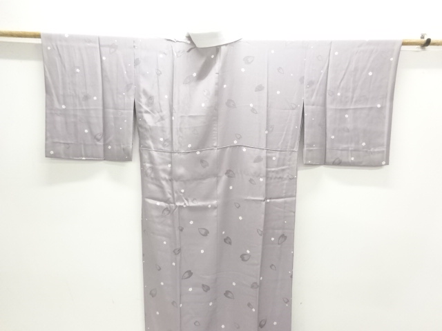  作家物　柿渋染花模様単衣長襦袢